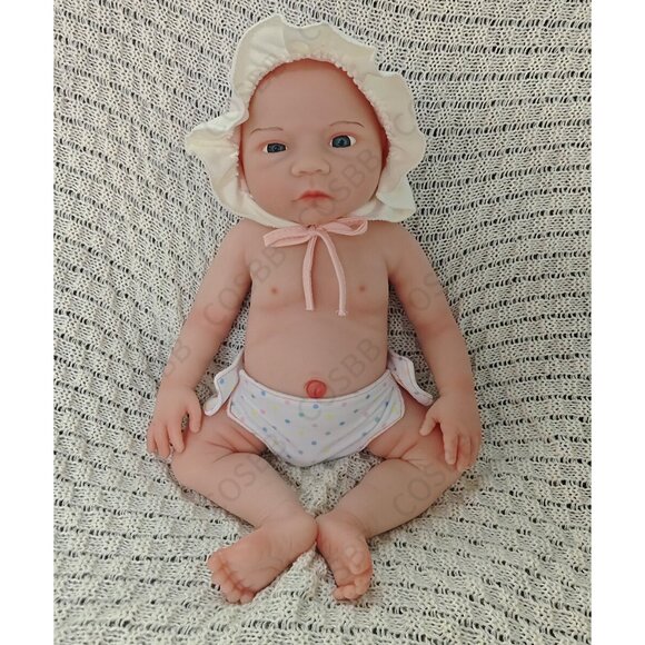 45cm Can Drink Water &Pee Newborn Girl Doll Full Body Silicone Reborn Baby Dolls - Picture 5 of 8
